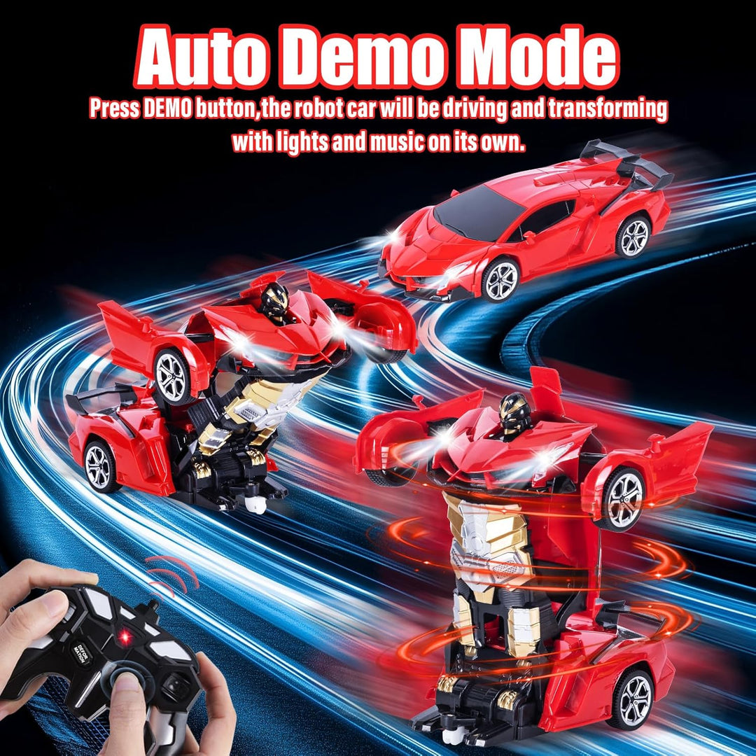 Ferngesteuertes Roboter Auto Kinder mit Gestenerfassung, Licht & Musik, 2.4GHz 360° Drehung 1:18 Ver