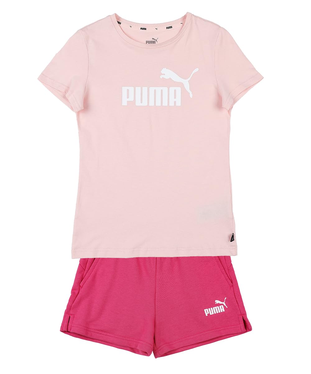 PUMA Mädchen Logo Tee &amp; Shorts Set G Trainingsanzug 104 Rose Dust-Orchid Shadow, 104 Rose Dust-Orchi
