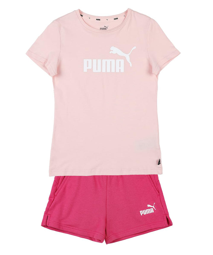 PUMA Mädchen Logo Tee &amp; Shorts Set G Trainingsanzug 104 Rose Dust-Orchid Shadow, 104 Rose Dust-Orchi