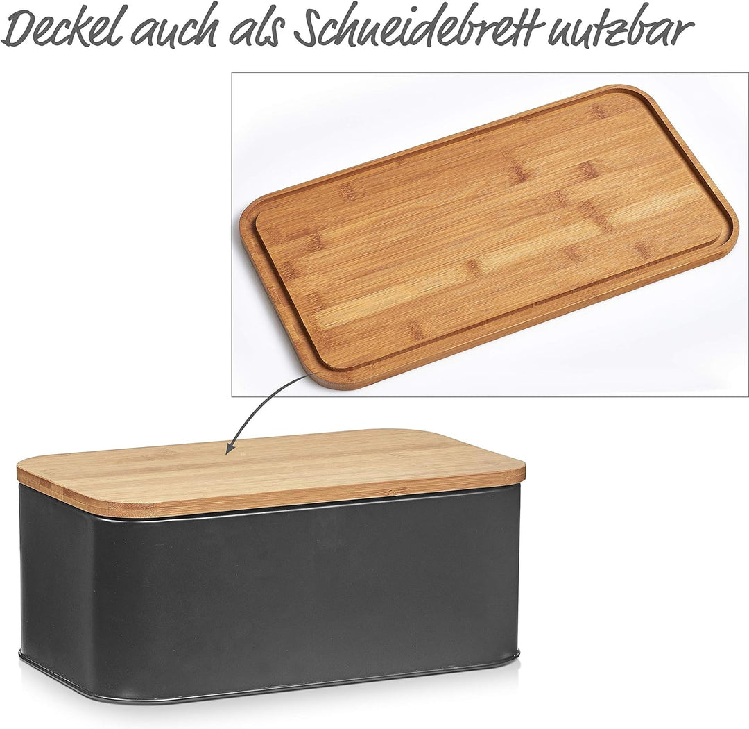 Zeller 25372 Brotkasten, Metall, schwarz, 31 x 18 x 12.5 cm Schwarz ca. 31 x 18 x 12,5 cm, Schwarz c