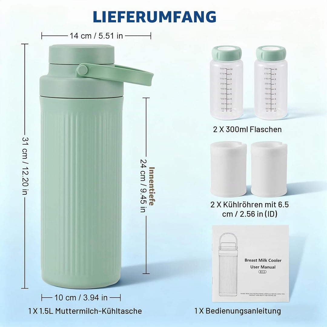 Tragbarer Muttermilchkühler für draussen (600ml), 24H Frische durch 360°-langzeitige Gesamtkühlung,