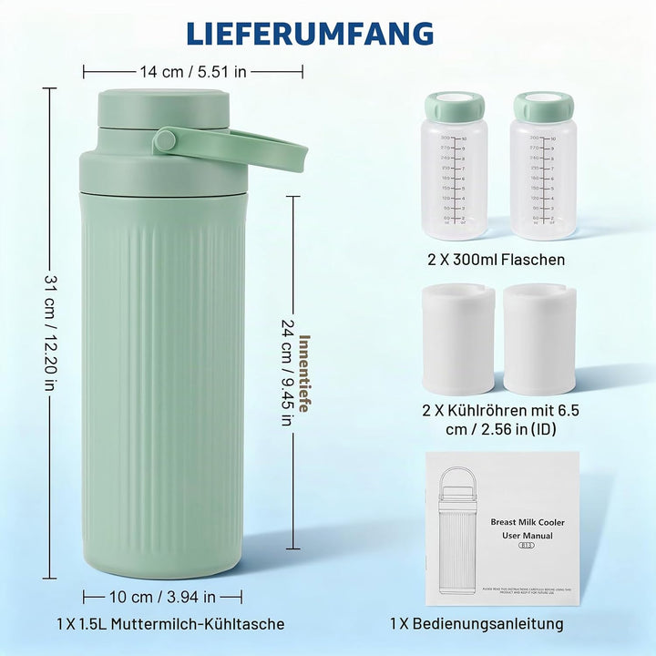 Tragbarer Muttermilchkühler für draussen (600ml), 24H Frische durch 360°-langzeitige Gesamtkühlung,