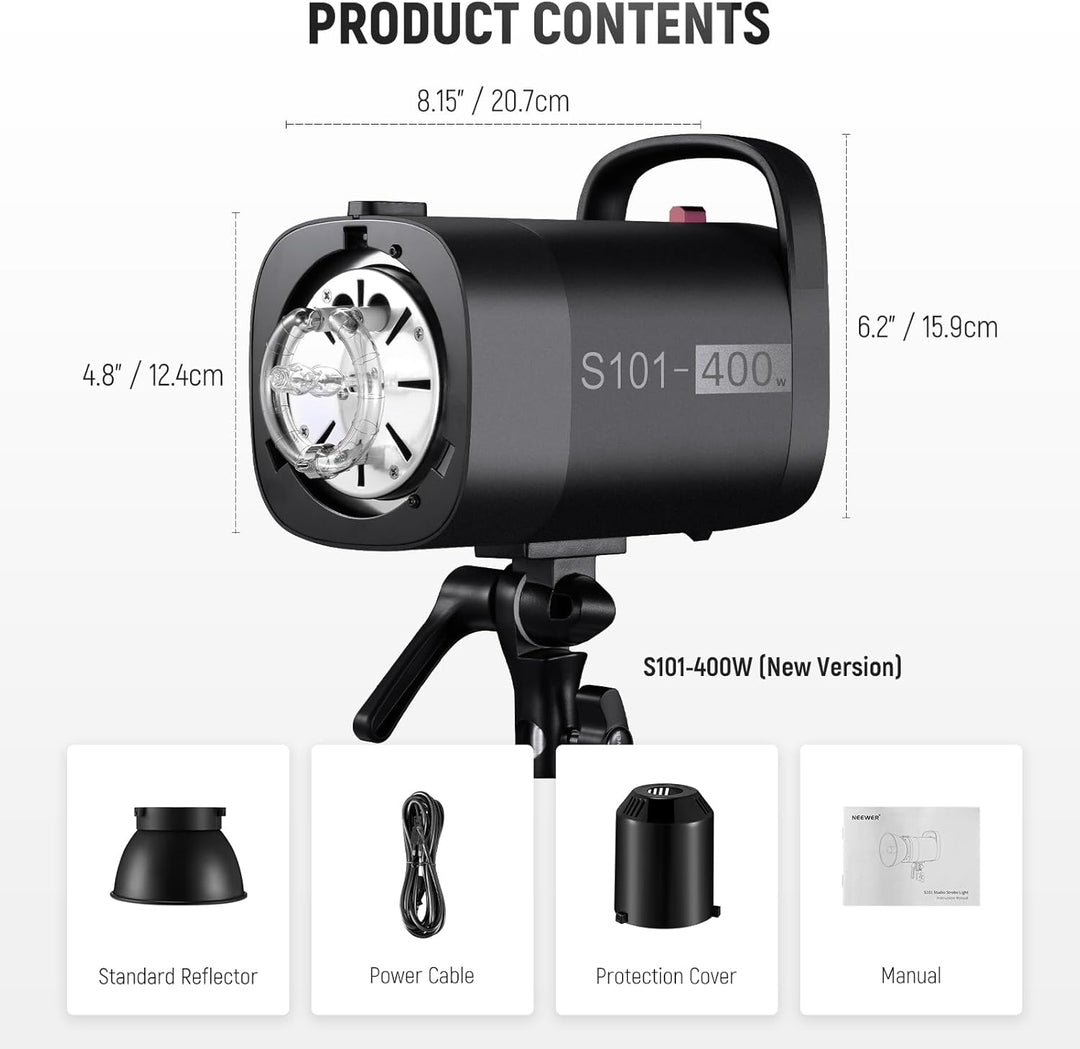 NEEWER 800W Studio Monolight Blitzlicht Set (2er Pack), S101-400W 5600K Studio Flash mit 150W Einste