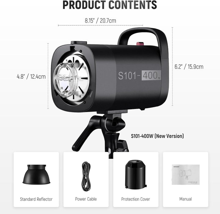 NEEWER 800W Studio Monolight Blitzlicht Set (2er Pack), S101-400W 5600K Studio Flash mit 150W Einste