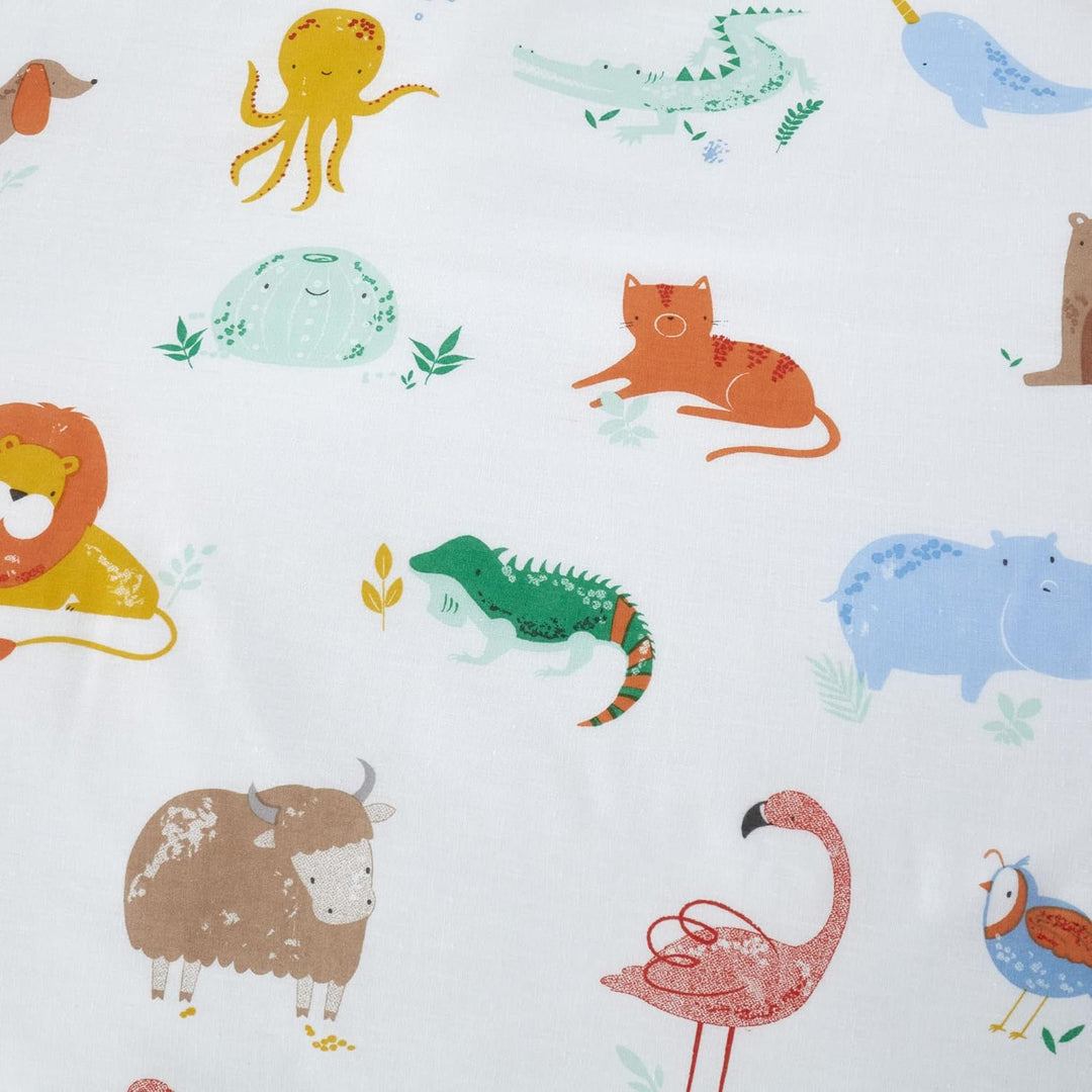 Happy Linen Company Bettwäsche-Set für Mädchen und Jungen, mit Tiermotiven, ABC, Weiss, mehrfarbig,