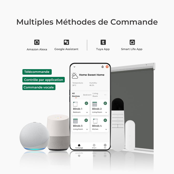 Allesin Wiederaufladbare Verdunklungsrollo ohne Bohren, (50x100cm,Anthrazit) Elektrische Rollo Innen