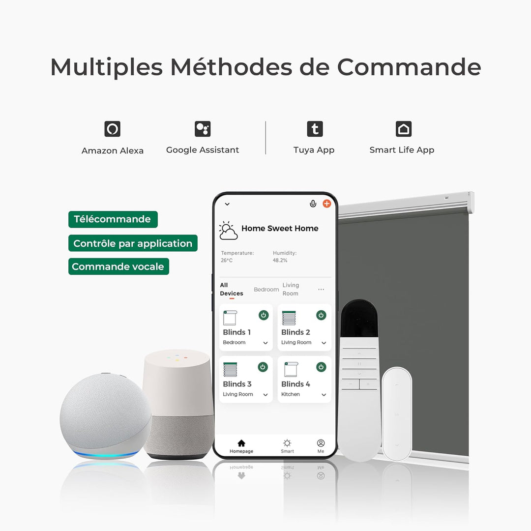 Allesin Wiederaufladbare Verdunklungsrollo ohne Bohren, (50x100cm,Anthrazit) Elektrische Rollo Innen