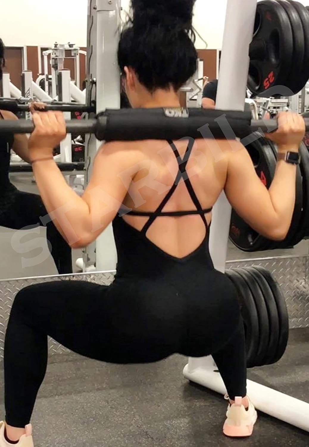 STARBILD Nahtloser Kurz-Bodysuit für Damen mit verstellbaren Spaghettiträgern M4180-schwarz M, M4180