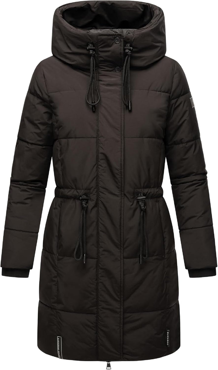 Navahoo Damen Wintermantel kurzer Steppmantel mit Kapuze Zuckertatze XIV XS-XXL XS Schwarz, XS Schwa