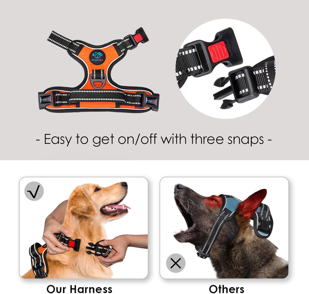 PHOEPET Hundegeschirr ohne Zug für kleine Hunde Reflektierende Weste mit verstellbarem Clip vorne mi