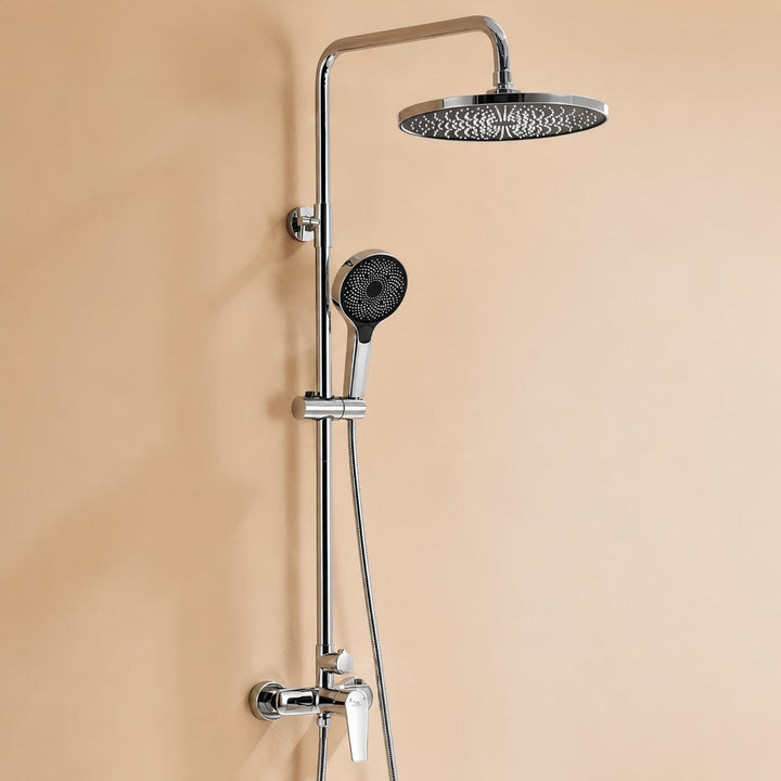 Duscharmatur Komplettset, Auralum Regendusche mit Armatur Höhenverstellbar 1-1,39m, Duschamaturenset