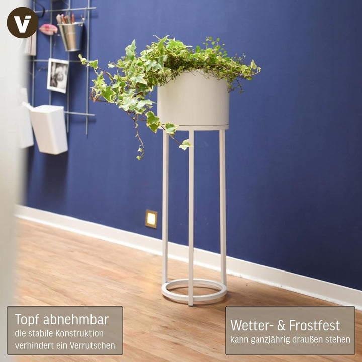 VIVANNO Blumentopf auf Ständer mit Beinen Füssen Gestell Elevate Round Weiss (79x25 cm) Weiss Matt 7
