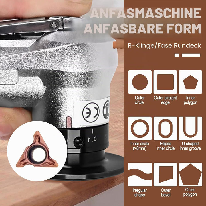 10 Stück Dreiecksschneiderköpfe Rundwinkel für Mini Pneumatische Anfasmaschine, Wolframstahl-Drehein