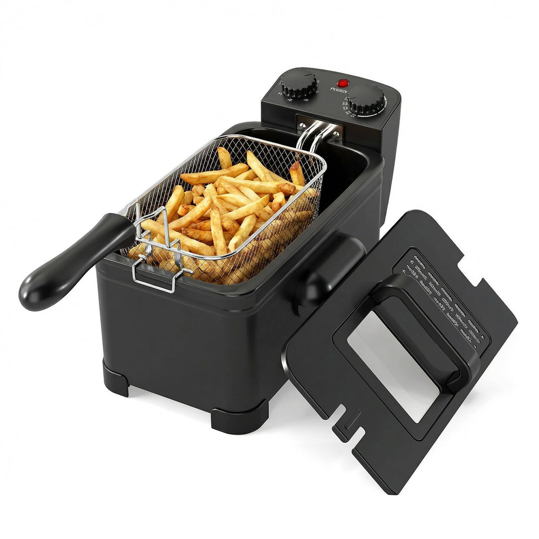 LIFEZEAL Elektrische Fritteuse 3L, Ölfritteuse mit Sichtfenster, 1700 W Fettfriteuse mit einstellbar