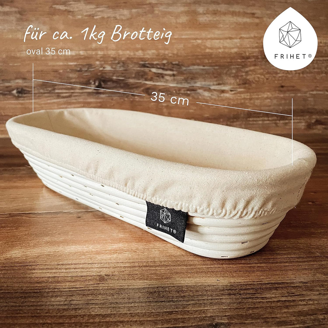 Gärkorb zum Brotbacken Brotbackform Gärkorb aus Rattan/Peddigrohr - oval 35cm (ca. 1kg Brotteig), Ov