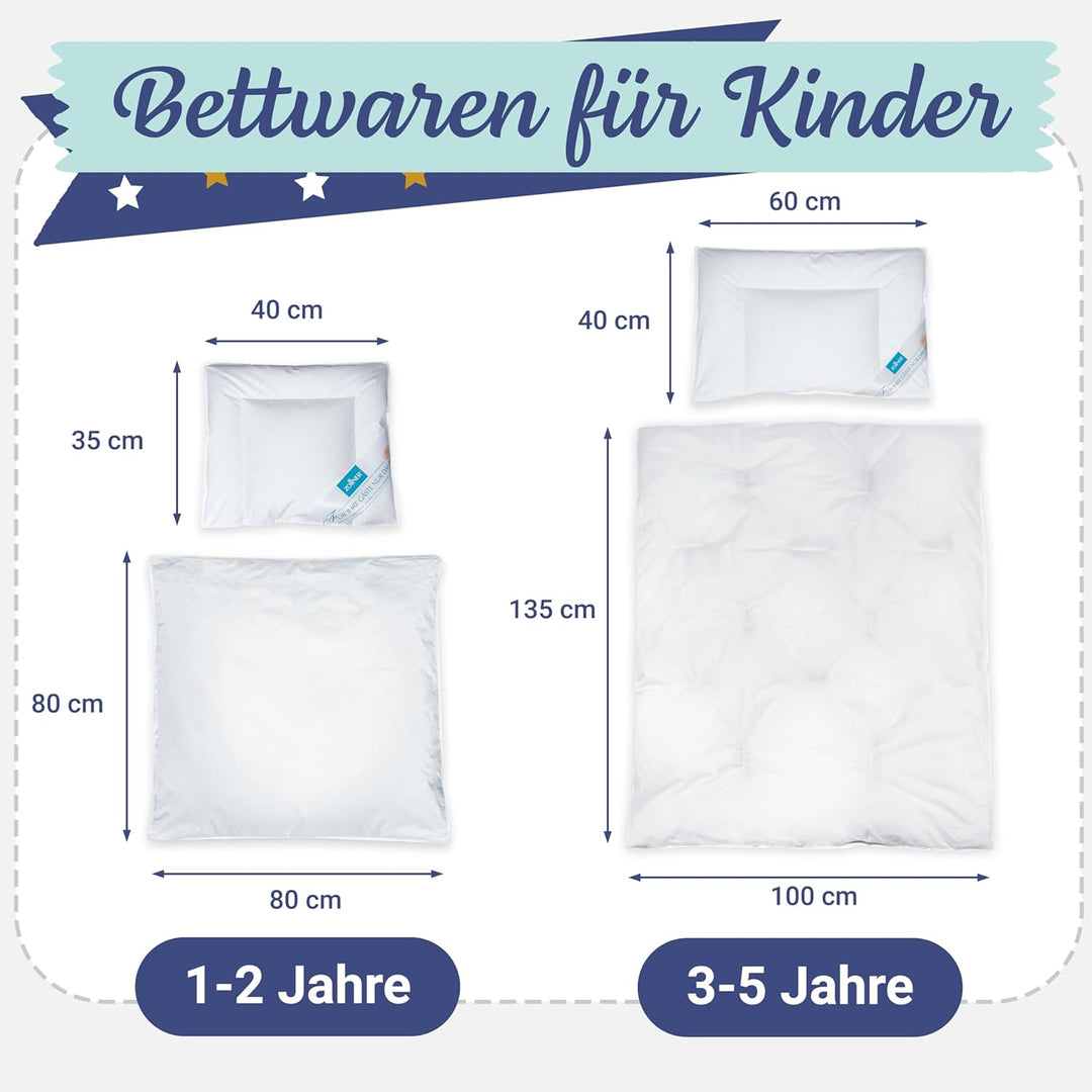 ZOLLNER Kinderbettdecke, 80 x 80 cm, Daunen, Federn, Baumwolle 80x80 cm (1er Pack), 80x80 cm (1er Pa