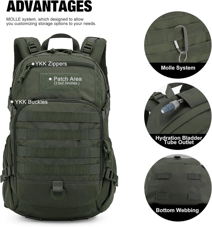Mardingtop 15L/25L Rucksack Herren Militär Rucksäcke Wanderrucksack für Taktischer Fahrrad Wandern S