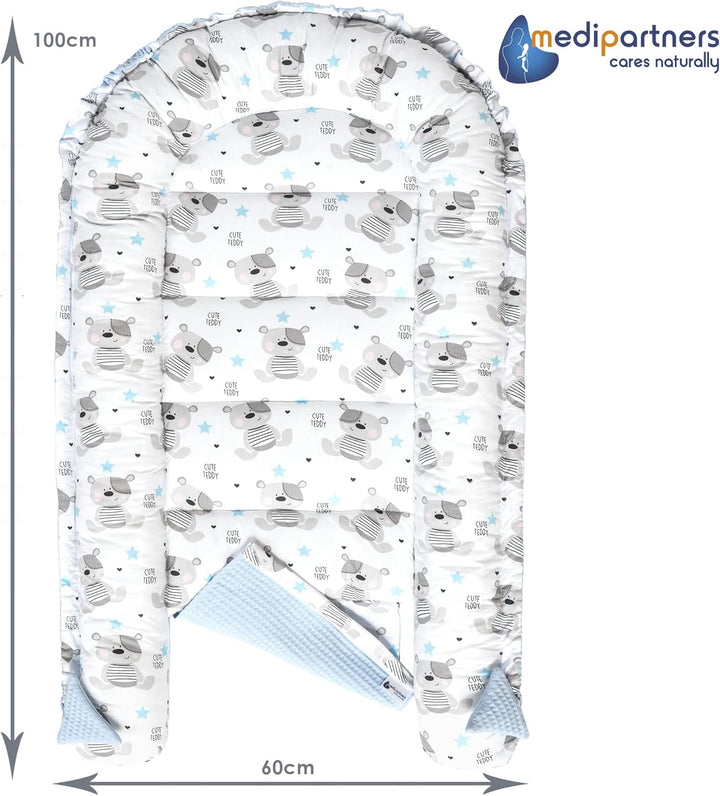 Medi Partners Babynest Kuschelnest Babynestchen 100% Baumwolle Waffle Nestchen Reisebett für Babys S