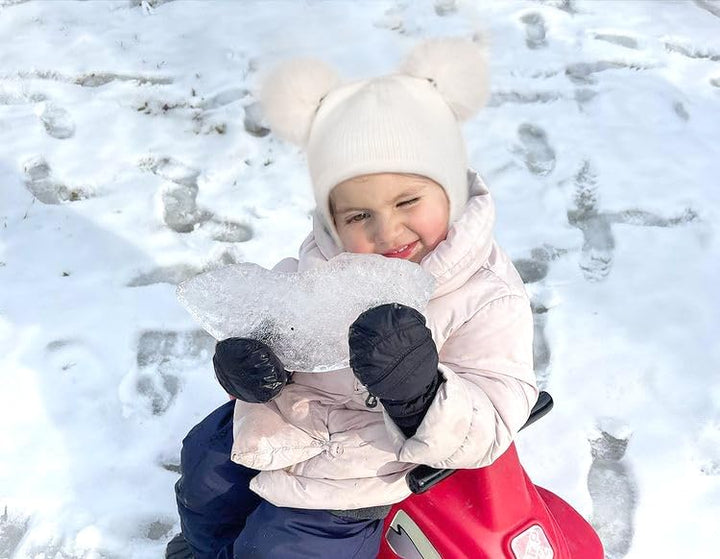 FURTALK Kleinkind Baby SchalMütze warm gefüttert Kinder Strickmütze Pom Pom Wintermütze für Mädchen