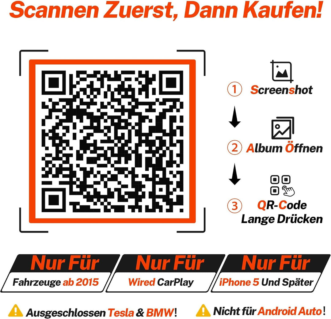 für Apple Carplay Wireless Adapter, Autoverbindung, Keine Latenz, Plug&Play, Wireless Carplay Adapte