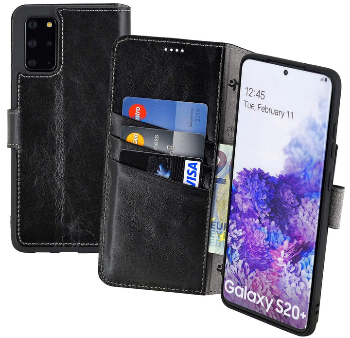 Suncase Book-Style Hülle kompatibel mit Samsung Galaxy S20 Plus Leder Tasche (Slim-Fit) Lederhülle H