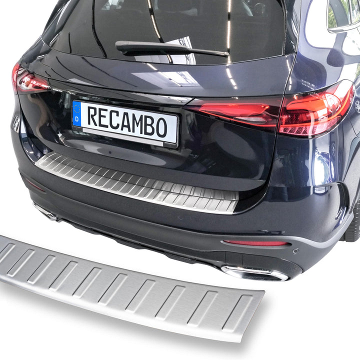 RECAMBO Ladekantenschutz Edelstahl matt gebürstet mit Textur - kompatibel für Mercedes GLC - X254 -
