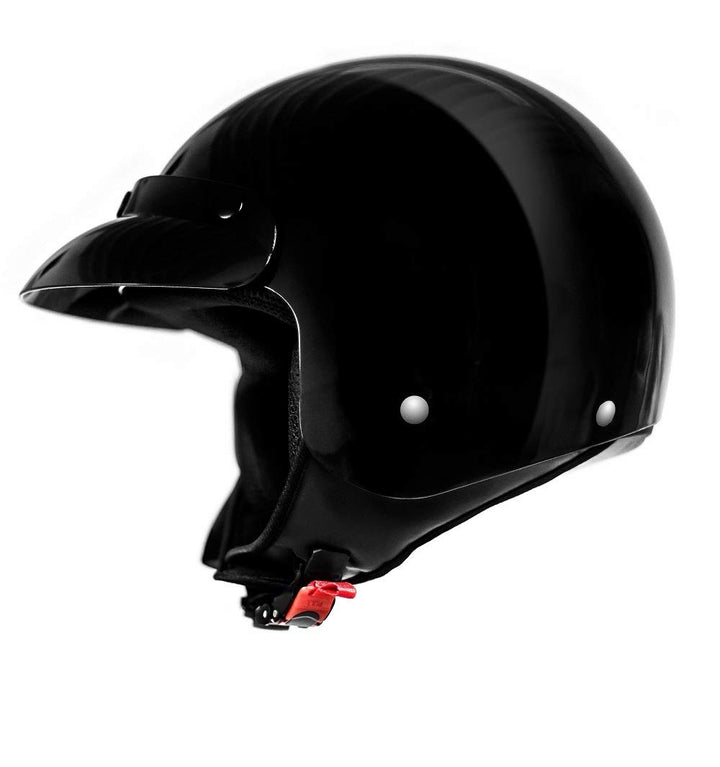 ATO-Moto Classic Jethelm in Schwarz glänzend - extrem leicht - aktuelle Sicherheitsnorm ECE 2205 - G