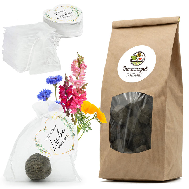 Gastgeschenke Hochzeit Blumensamen Samenbomben - Besonderes Hochzeitsgeschenk für Gäste als Give Awa