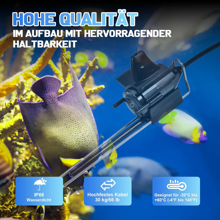 Tragbarer 5 Zoll IPS Fischfinder mit 17 IR LEDs und 20m Kabel - 1080P Angelkamera mit 220° Weitwinke
