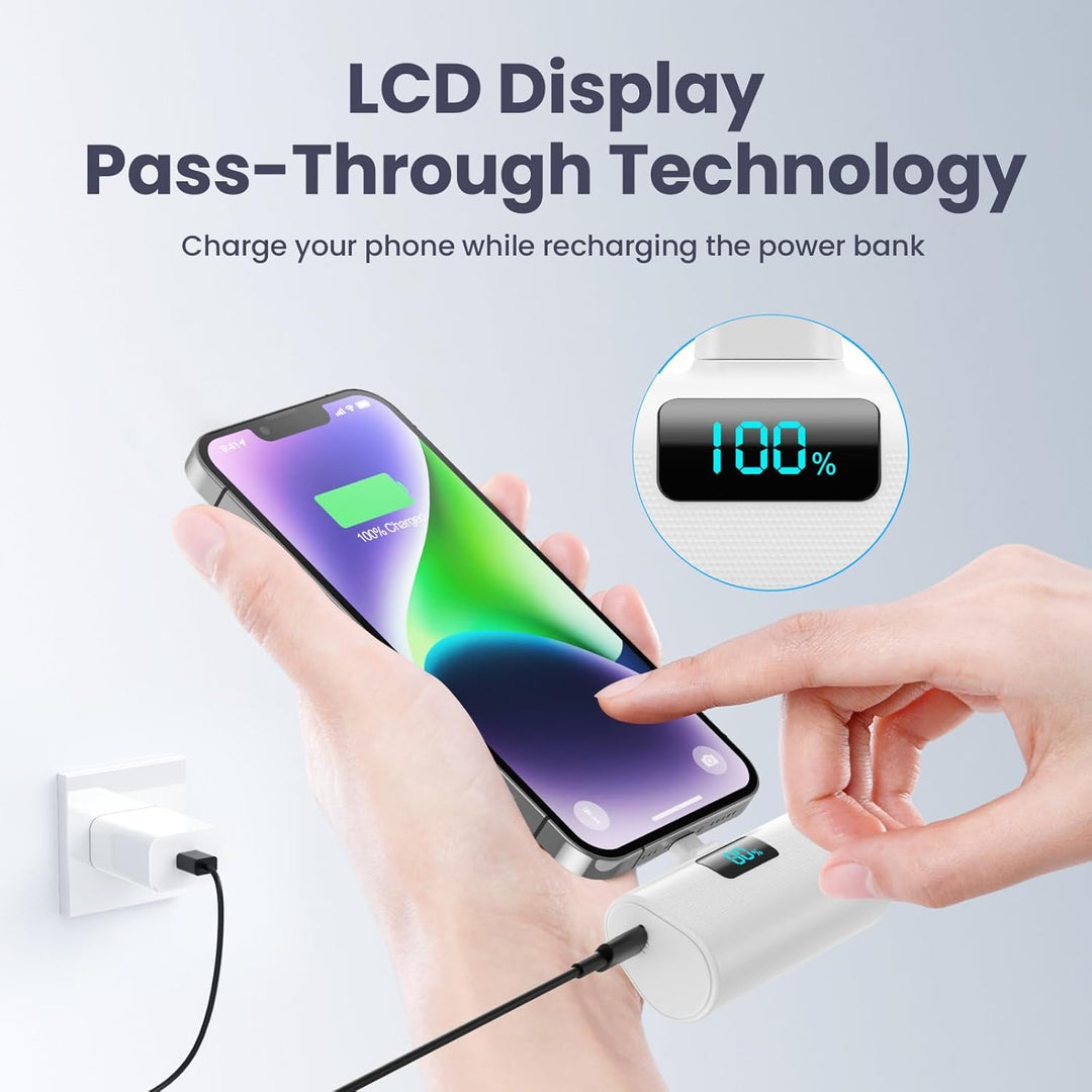 Mini Powerbank 5200mAh für iPhone, Klein Power Bank 20W PD 4.0A Schnellladefunktion Externer Akku, C