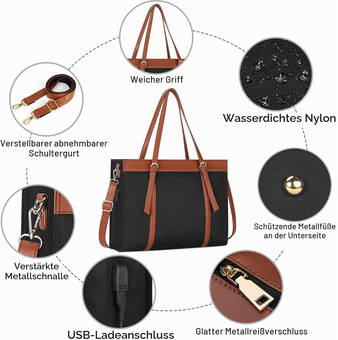 KTMOUW Shopper Damen Gross 15.6 Zoll Wasserdicht Handtasche Laptoptasche Business Schule Laptop Umhä