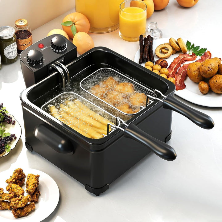 COSTWAY Fritteuse 3L, 2000 W Friteuse mit Öl, Fettfriteuse mit einstellbarem Thermostat 150-190℃ & T