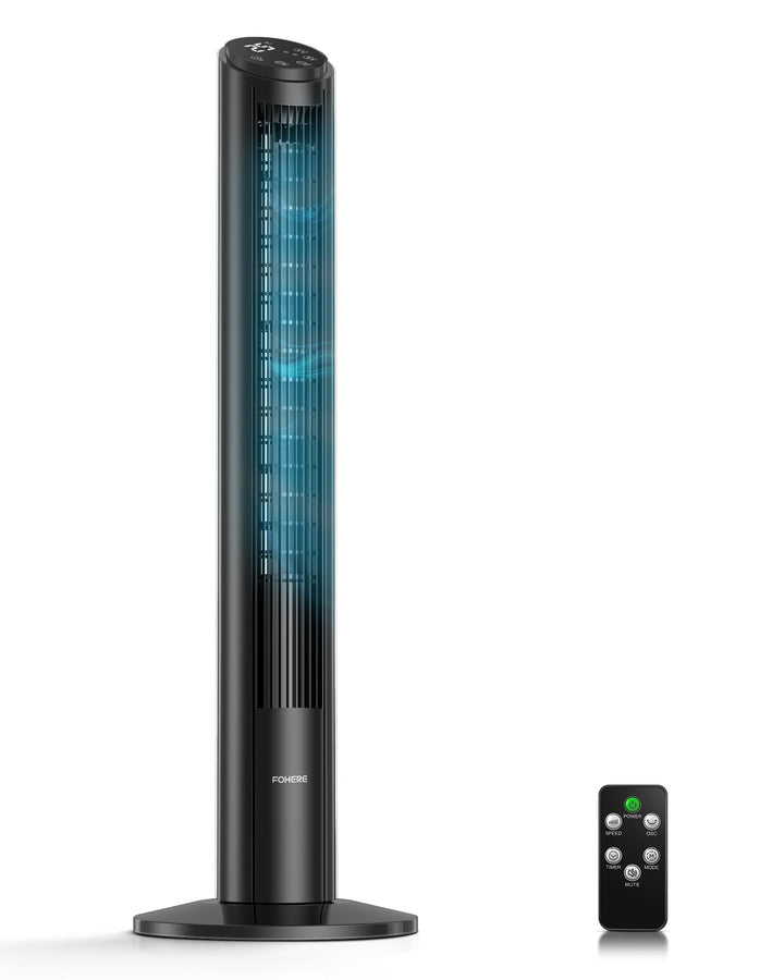 FOHERE Turmventilator Sehr Leise mit Fernbedienung für Zuhause, 102cm Oszillierender Leiser Gleichst
