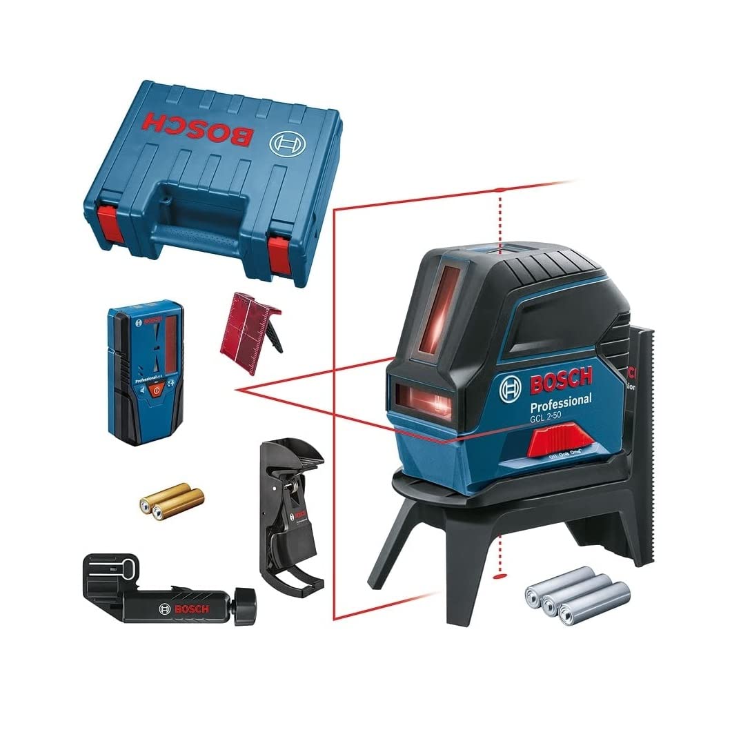 Bosch Professional Kreuzlinienlaser GCL 2-50 (5x AA Batterien, Arbeitsbereich: 50m, im Handwerkerkof