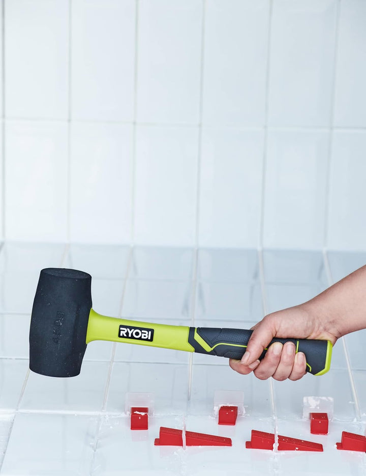 RYOBI Gummihammer mit Griff aus Hickory-Holz, schwarz, 450 Gramm RHHM450 Schlägel 450 g, Schläg