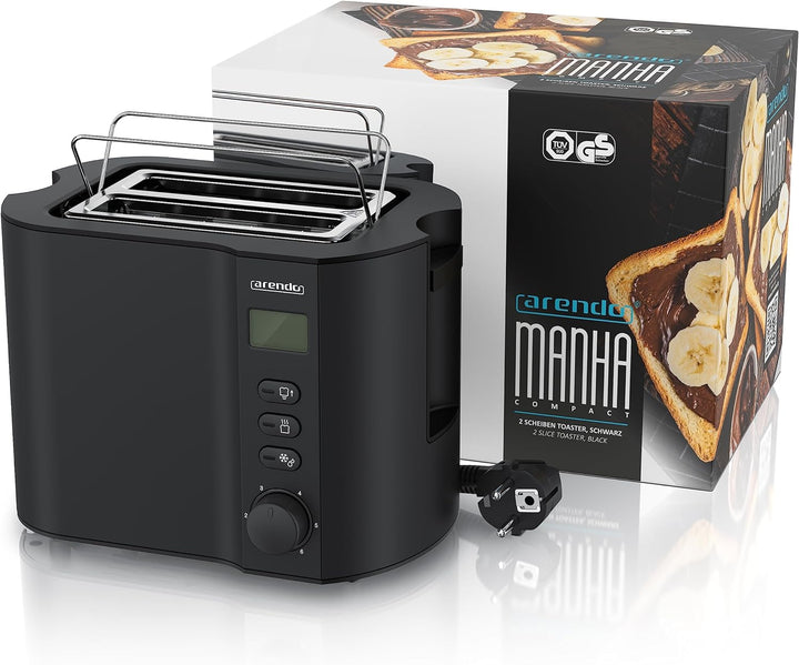Arendo - Toaster 2 Scheiben Edelstahl mit Restzeitanzeige - 800 Watt - Doppelwandgehäuse - Integrier