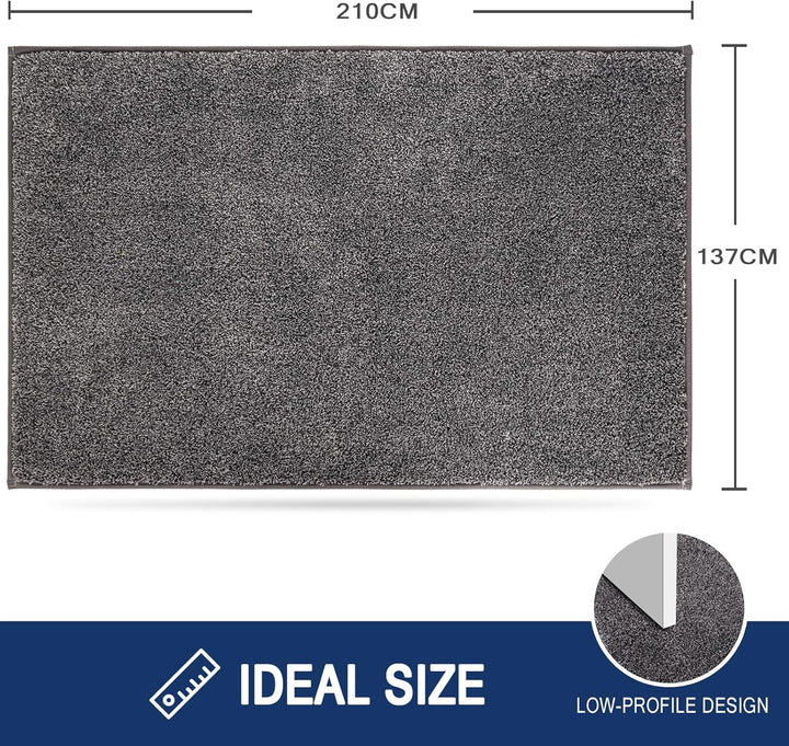 FCSDETAIL Schmutzfangmatte Innen 137 x 210 cm, rutschfeste Sauberlaufmatte, Eingangstürmatte mit Was