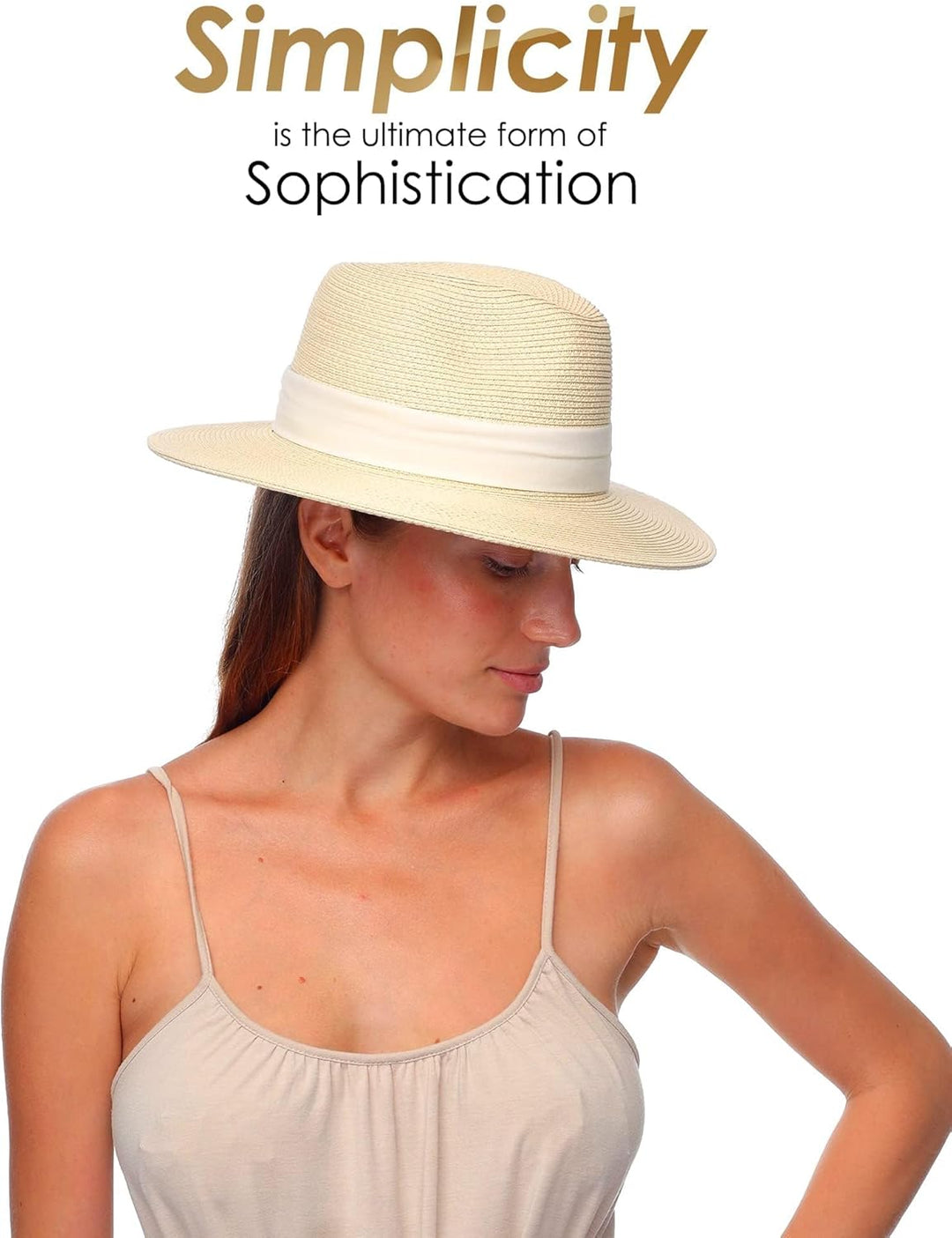 FURTALK Unisex Panamahut Breite Krempe Stroh Sonnenhut für Damen und Herren Verstellbare Strohhut M-