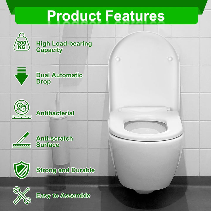 Premium WC-Sitz Toilettensitz mit Absenkautomatik, YOTOREE Toilettendeckel, D Form Duroplast Klodeck