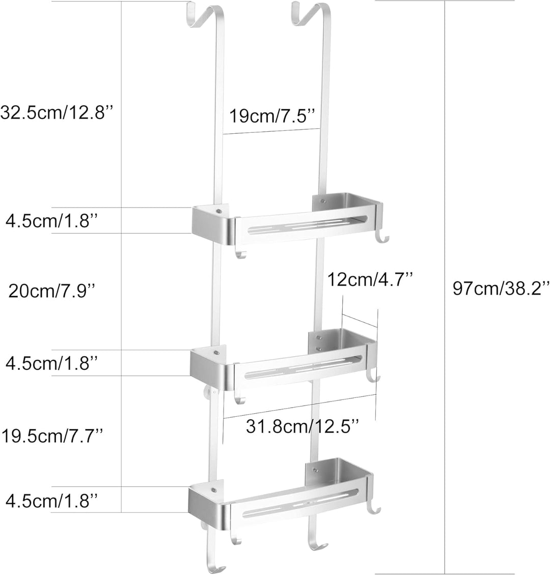 Duschregal zum hängen, Badezimmer-Duschablage, über der Tür hängende Duschablage, rostfreies Alumini