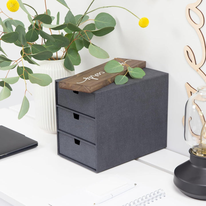 BIGSO BOX OF SWEDEN INGRID Schubladenbox für Dokumente und Bürobedarf – Schreibtisch Organizer mit 3