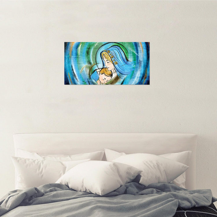 Giallobus - Gemälde - 15 - Religiöses Bild - Umarmung Mariens - Acrylglas - 100x50 - Bereit zum Aufh