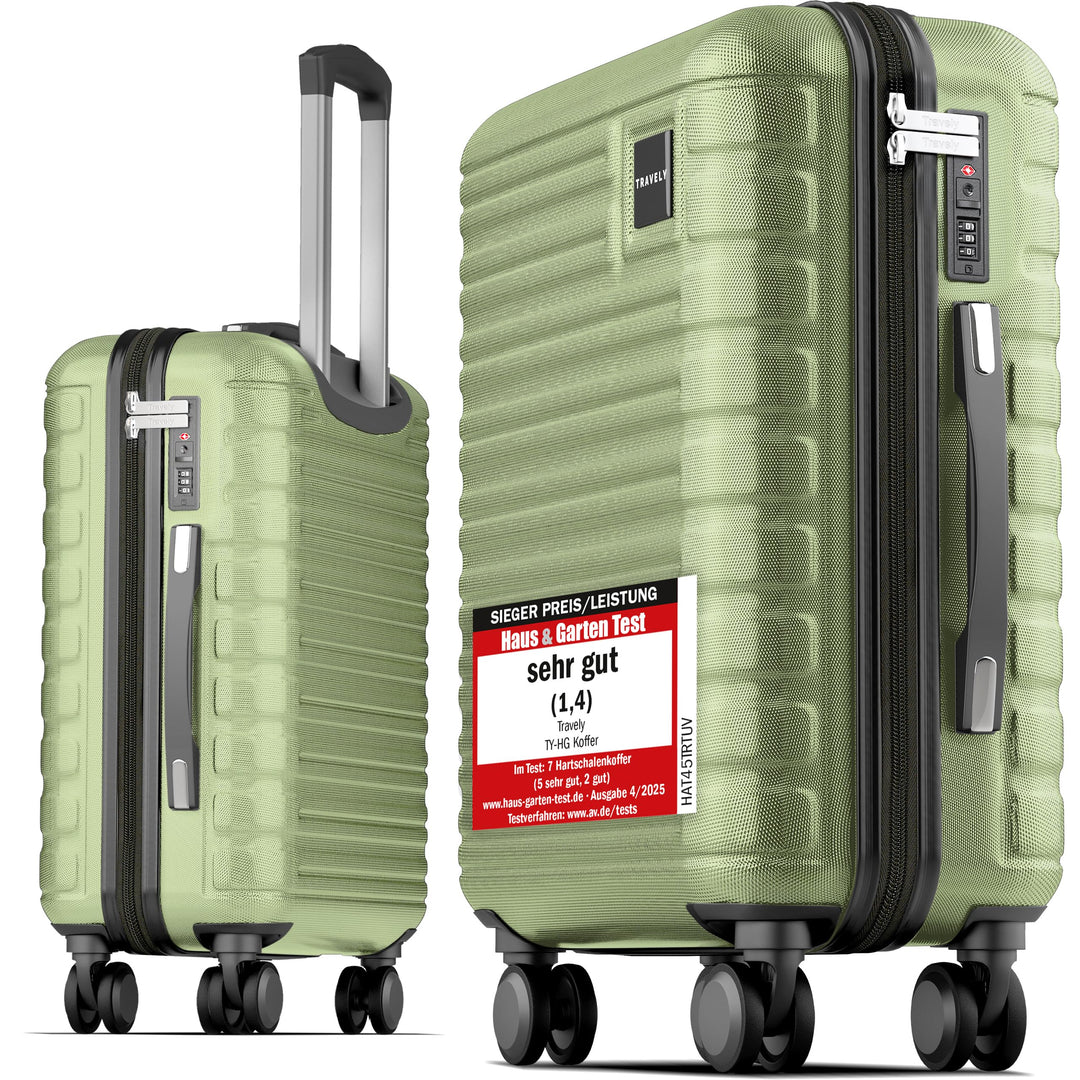 Travely Premium Handgepäck Koffer 55x40x20cm - passend für Ryanair, Lufthansa, Eurowings und co. I 3