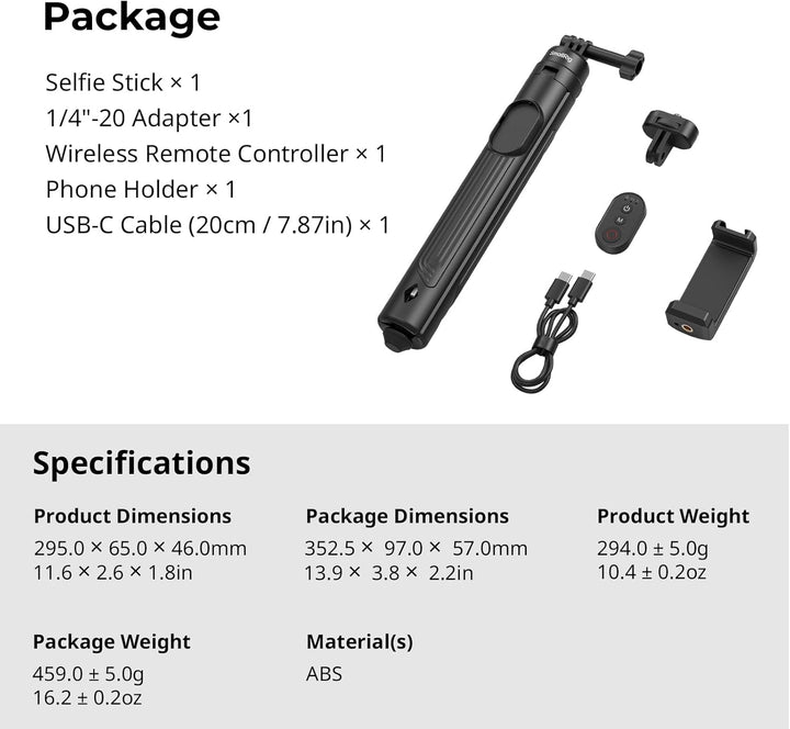 SMALLRIG 59" Selfie-Stick-Stativ mit Fernbedienung, Ausziehbares Stativ für DJI Osmo Action 5 Pro/Po
