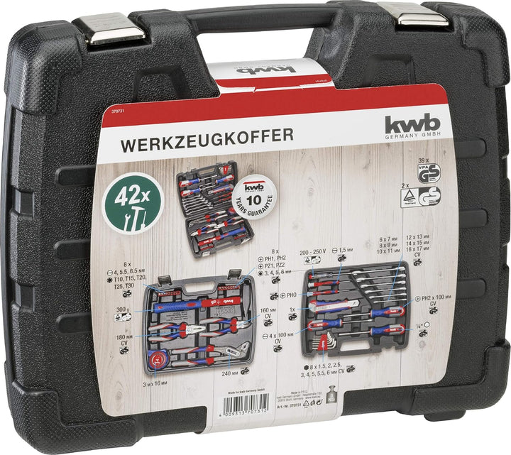 kwb Werkzeug-Koffer inkl. Schrauber-Bits, 42-teilig, gefüllt, robust und hochwertig, ideal für den H