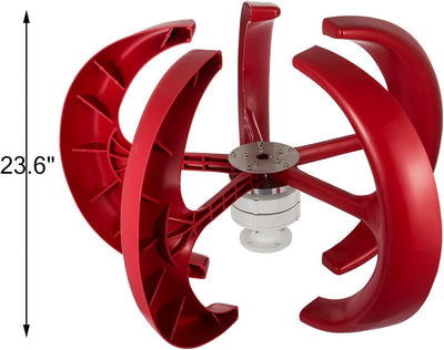 Happybuy Wind Turbine 400W 12V Wind Turbine Generator Red Lantern Vertical Wind Generator 5 Leaves W