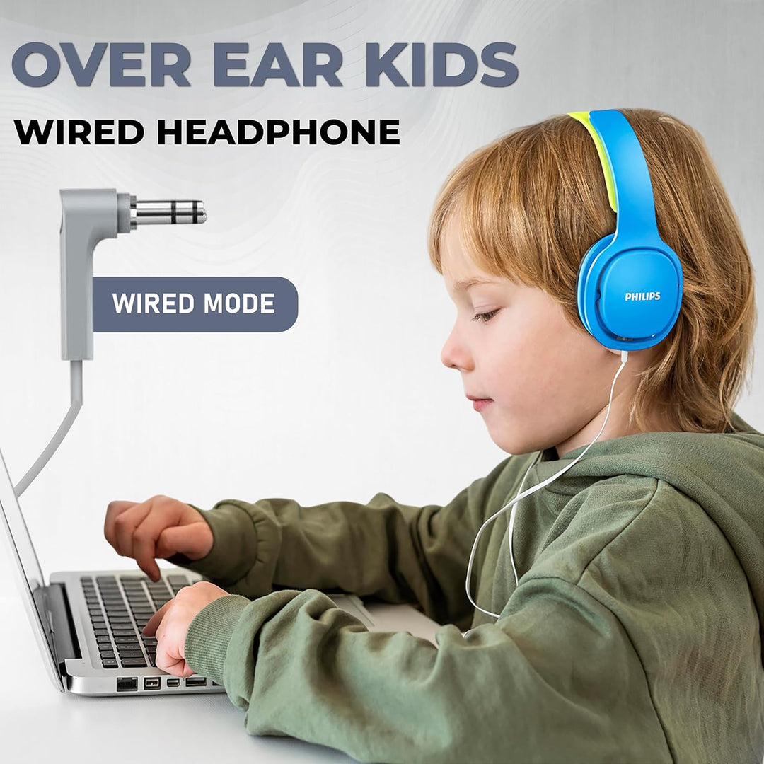 Philips SHK2000BL/00 Over Ear Kinder Kopfhörer, Farbige LED-Leuchten, 85dB Lautstärkebegrenzung, Ger