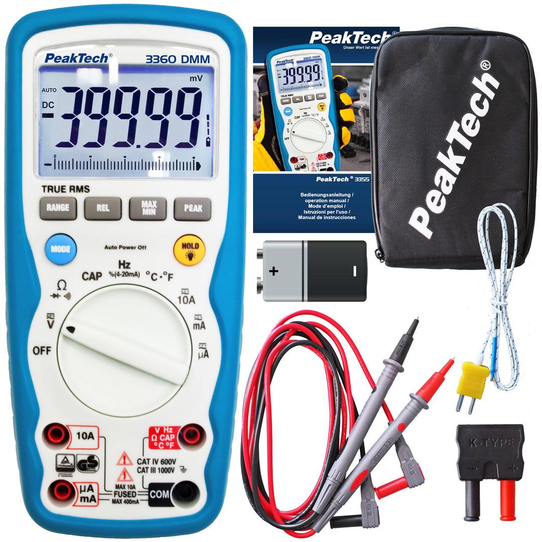 PeakTech P 3360 3360 – True RMS Digital Multimeter, Wasserdicht (IP67), 40000 Counts, Profi-Handmult