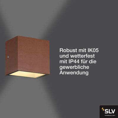 SLV Wandlampe SITRA CUBE für die effektvolle Aussenbeleuchtung von Hauseingang, Wänden, Wegen, Terra