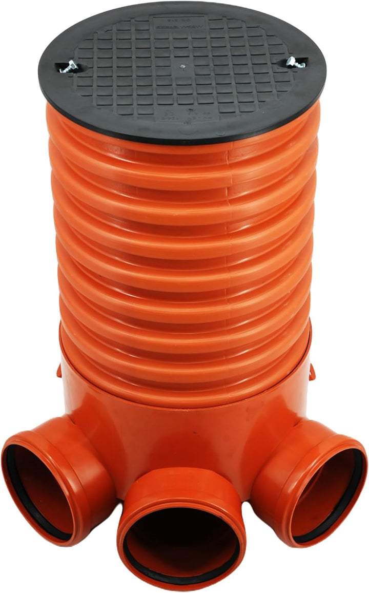Megaastore Schacht Kontrollschacht Revisionsschacht DN 315/160 Rohr 100cm Schachtdeckel voll, Wasser